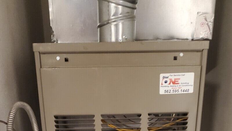 Gas furnace maintained by Dial ONE Schilling for residential heating systems in Signal Hill, CA.