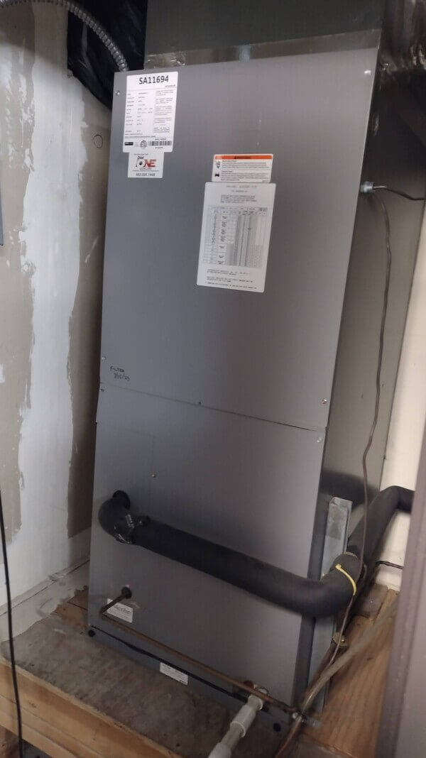 Indoor air handler unit installed for heating and cooling service near Cypress, CA